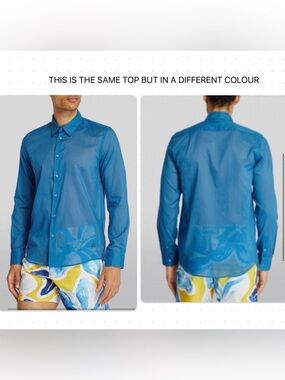 VILEBREQUIN Cotton Voile in a Dark Turquoise Shade Long-Sleeve Button-Up Shirt